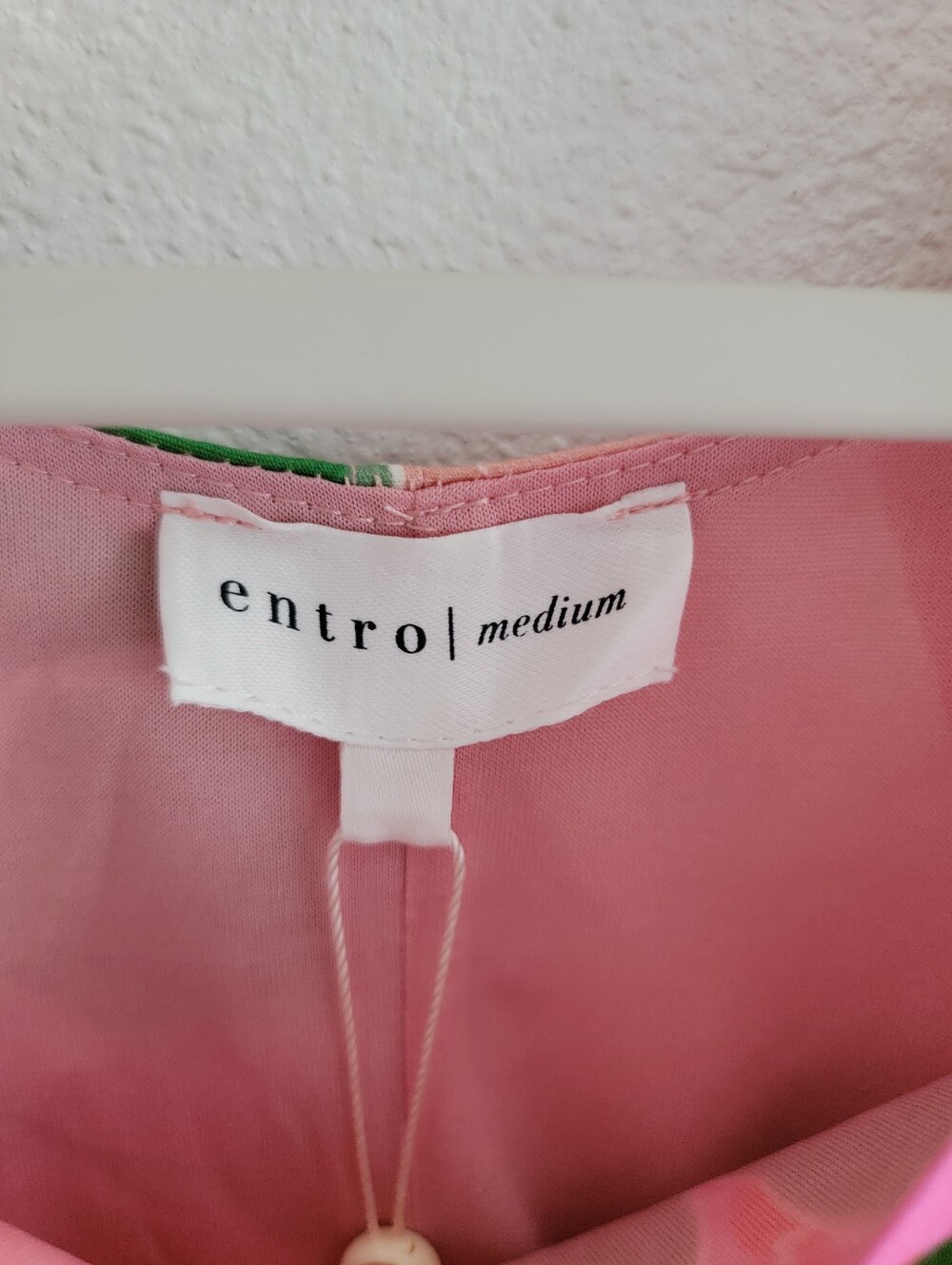 NWT Entro Glow From Within Pink Tropical Floral Cotton Mini Shift Dress Size Med - Picture 8 of 9